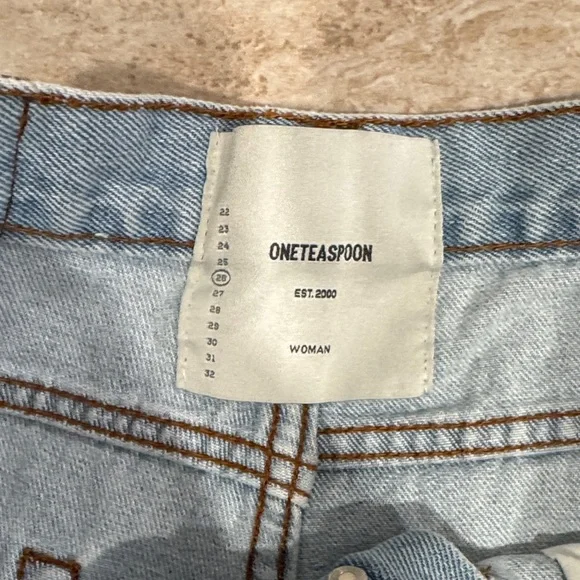 One Teaspoon Light Blue Frayed Jean Shorts Size 26 - Picture 2 of 6